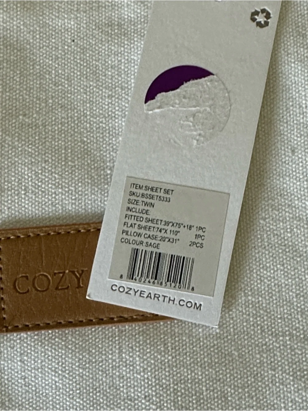 Cozy Earth Twin Bamboo Sheet Set - Sage
